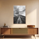 Winding Path, Hilltop View, Cloudy Horizon, Minimalist Landscape, Canvas Print, Bedroom Wall Art, Serene Decor, Fall Art Piece