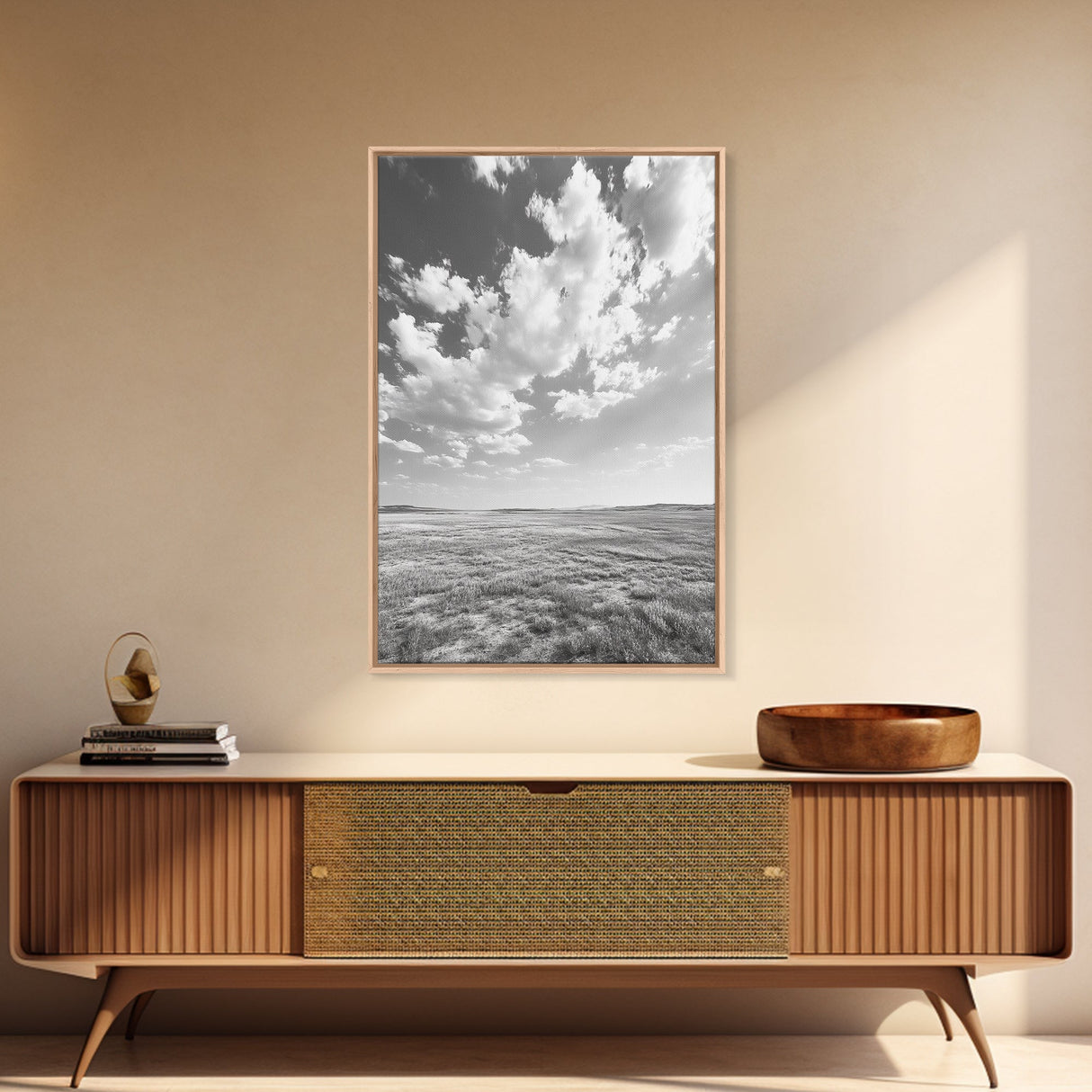 Open Sky, Serene Plains, Summer Day, Canvas Print, minimalist landscape art, farmhouse decor, bedroom wall art, neutral tones