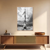 Coastal Totem, Beach Symbol, Stormy Horizon, Framed Canvas Print, nautical art, entryway decor, tribal coastal artwork, Modern Loft Decor