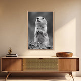 Prairie Dog, Wildlife Watch, Nature Moment, Framed Canvas Print, Whimsical Animal Wall Art, Nursery Decor, Cute Forest Creature