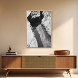 Rock Crevice, Light Ripples, Natural Texture, Abstract Nature, Framed Canvas Print, Kitchen Wall Art, Earth Tone Style, Modern Rustic