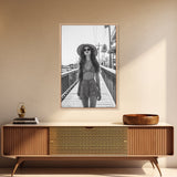 Pier Walk, Summer Fashion, Coastal Vibes, Chic Girl, Canvas Print, Fashion Wall Art, Modern Decor, Teen Room Artwork, Stylish Aesthetic