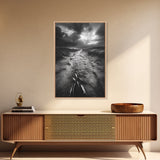 Fish Migration, Dramatic Sky, Moody Landscape, Framed Canvas Print, Dark Nature Art, Rustic Cabin Decor, Fall Wall Art, Nature Drama