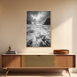 Wild Ocean Waves, Moody Coastline, Stormy Seascape, Nature Photography, Canvas Print, Coastal Wall Art, Bathroom Art, Modern Nature Decor