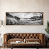 Mountain Lake Calm, Tranquil Nature Reflection, Forest Valley Art, Framed Canvas Print, Minimalist Wall Decor, Serene Landscape Print