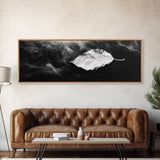 Misty Leaf, Black Art, Nature Print, Autumn Wall Decor, Framed Canvas Print, Minimalist Wall Art, Bedroom Wall Decor, Fall Botanical Art