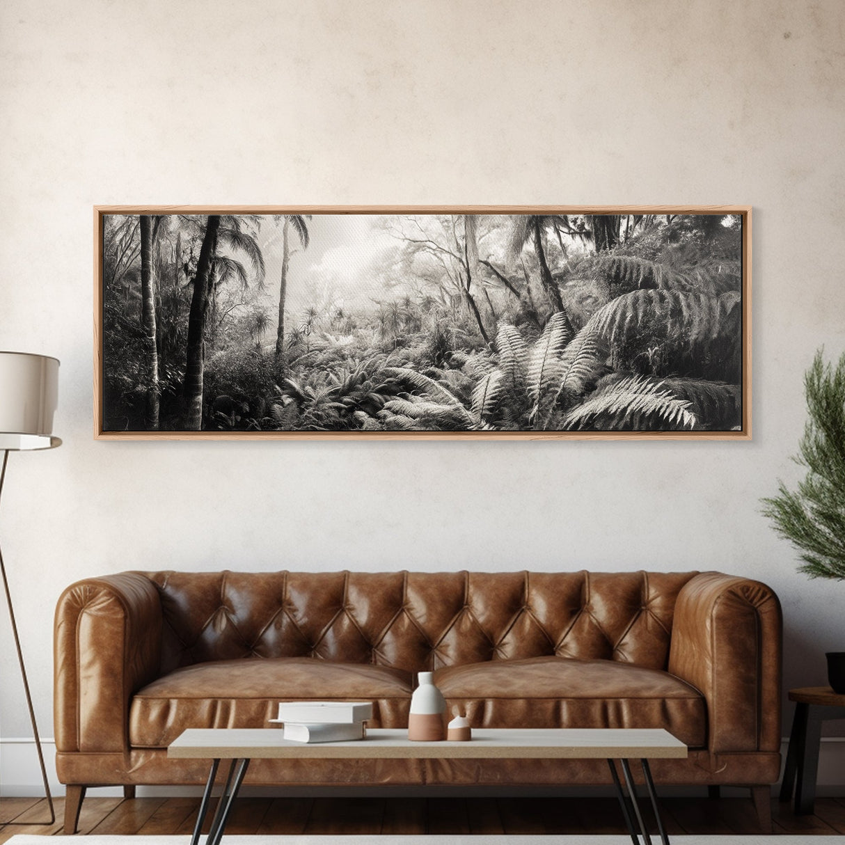 Jungle Light, Nature Vibe, Wild Forest, Framed Canvas Print, Boho Wall Art, Office Wall Decor, Earthy Tones Art, Rainforest Wall Print