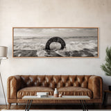 Ocean Ring, Waves Crashing, Sea Sculpture, Framed Canvas Print, unique beach photography, industrial coastal wall art, modern bathroom decor