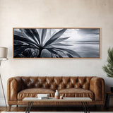 Tropical Leaf Closeup, Ocean Horizon Sunset, Botanical Beach, Framed Canvas Print, Kitchen Wall Art, Coastal Jungle Decor, Rustic Lakehouse Decor