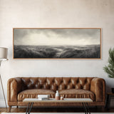 Foggy Path, Coastal Field, Silent Morning, Canvas Print, Neutral Bedroom Art, Scandinavian Style, Minimal Fall Wall Decor