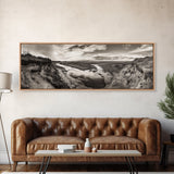 Marsh Landscape, Coastal Grasslands, Autumn Earth Tones, Framed Canvas Print, Fall Wall Art, Farmhouse Style, Rustic Entryway Decor