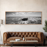 Prairie Cave, Windy Plains, Nature Escape, Canvas Print, Rustic Wall Art, Earthy Decor, Bedroom Accent, Black and White Landscape