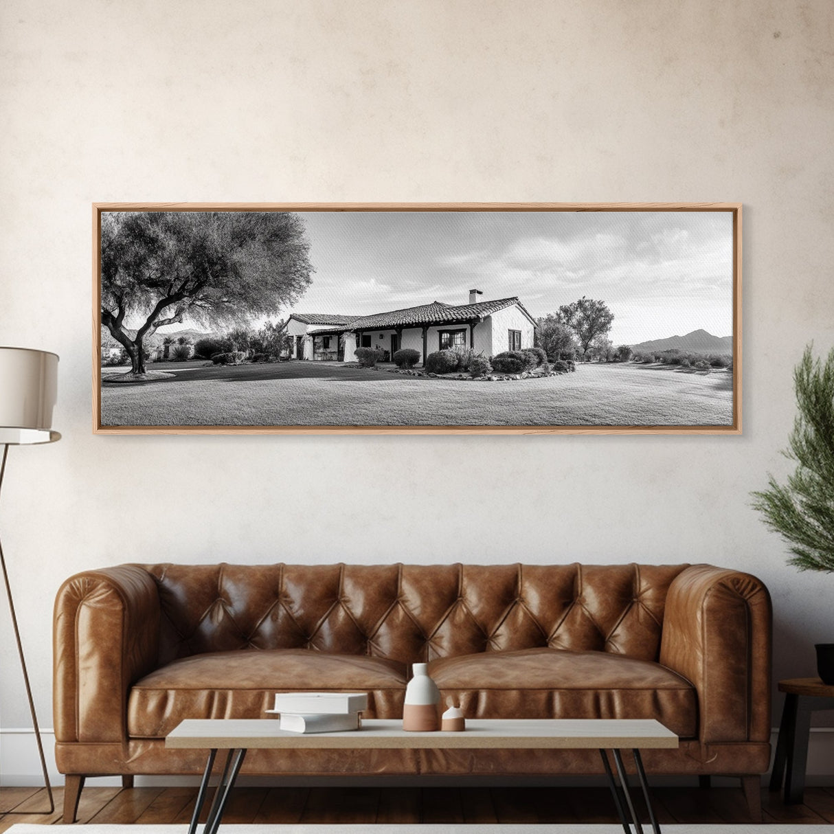 Spanish Ranch, Desert Landscape, Tranquil Home, Canvas Print, Southwestern Wall Art, Neutral Tones, Living Room Decor, Rustic Home Style