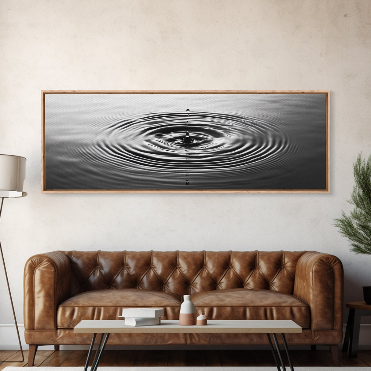 Water Drop Ripples, Black and White Photography, Zen Art, Minimalist Wall Decor, Canvas Print, Bathroom Wall Art, Meditation Room Art