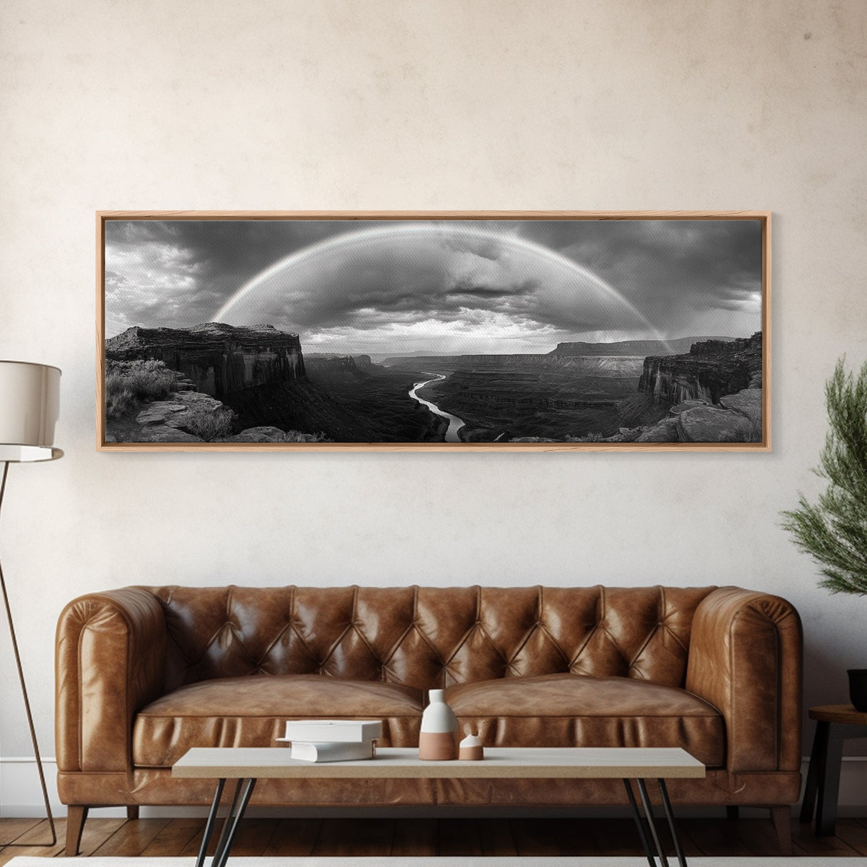 Rainbow Desert Storm, Moody Landscape Photography, Canyon Wall Art, Canvas Print, Living Room Statement Piece, Western Style Decor