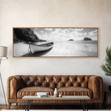 Rowboat, Sandy Cove, Island View, Canvas Print, Coastal Photography, Minimalist Beach Decor, Serene Bathroom or Bedroom Wall Art