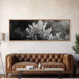 Frosted Bush, Winter Plant, Nature Closeup, Framed Canvas Print, Botanical Wall Art, Neutral Bedroom Decor, Rustic Autumn Style