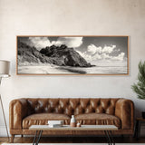 Seaside Cliff, Pine Hills, Sandy Beach, Canvas Print, Coastal Landscape Art, Modern Nature Decor, Beach House Living Room Style