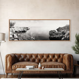 Coastal Rock Pool, Ocean Reflection, Natural Serenity, Peaceful Seascape, Framed Canvas Print, Zen Wall Art, Office Decor, Minimalist Look