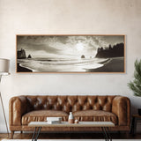Seaside Cliff Sunset, Pacific Coast View, Canvas Print, Coastal Living Room Art, Modern Neutral Decor, Ocean Landscape Photography