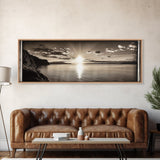 Sepia Horizon, Sunset Lake, Nature Tranquility, Canvas Print, cabin wall decor, warm autumn lake art, peaceful sepia photography