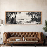 Surf Shack, Palm Trees, Tropical Boards, Canvas Print, retro beach wall art, coastal boho room decor, surfer cabin vibe, chill summer look