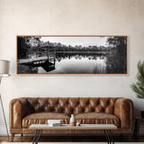 Still Lake Dock, Nature Reflections, Tranquil Scene, Canvas Print, Rustic Landscape Photography, Farmhouse Wall Art, Entryway Decor
