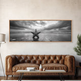 Metal Star Shore, Moody Beach Art, Rustic Coastal Decor, Autumn Vibes, Canvas Print, Farmhouse Living Room Wall Art