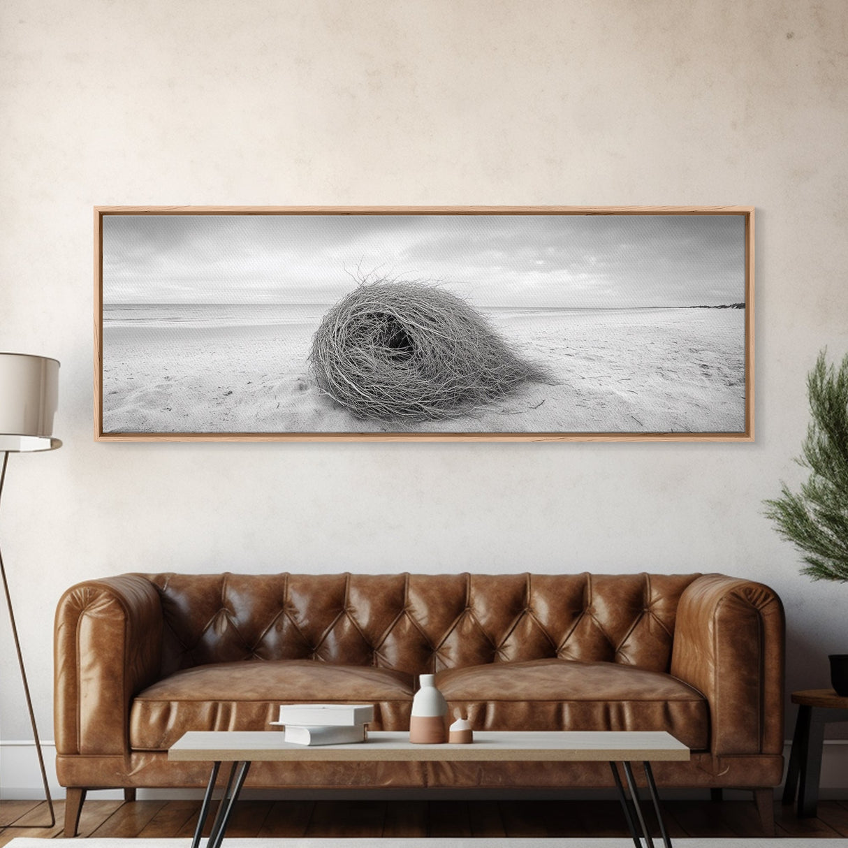 Tumbleweed Nest, Desert Beach, Natural Sculpture, Coastal Simplicity, Canvas Print, Modern Boho Wall Art, Neutral Home Aesthetic