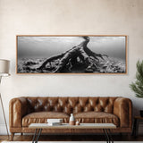 Ancient Roots, Submerged Tree, Nature Photography, Black and White, Canvas Print, Minimalist Underwater Art, Office Wall Art, Moody Decor