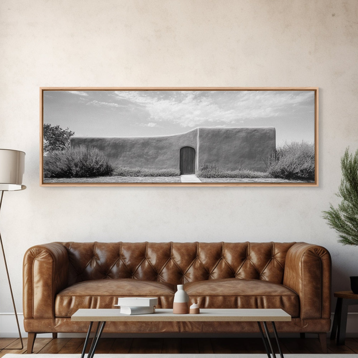 Desert Adobe, Minimal Wall, Architecture Photography, Black and White Art, Framed Canvas Print, Southwestern Decor, Entryway Wall Art
