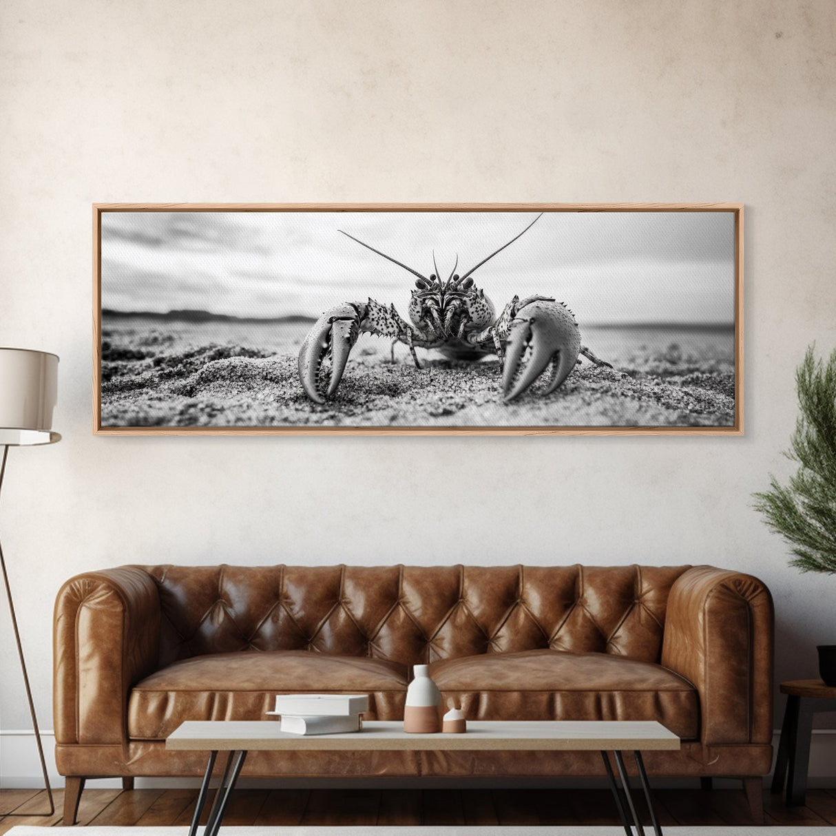 Lobster Closeup, Coastal Wildlife, Sandy Beach, Canvas Print, Bold Marine Life Art, Bathroom Wall Decor, Nautical Themed Accent