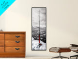 Ice Fishing Rod, Snow Adventure, Winter Sport, Framed Canvas Print, Man Cave Decor, Rustic Cabin Wall Art, Outdoor Lifestyle Photography