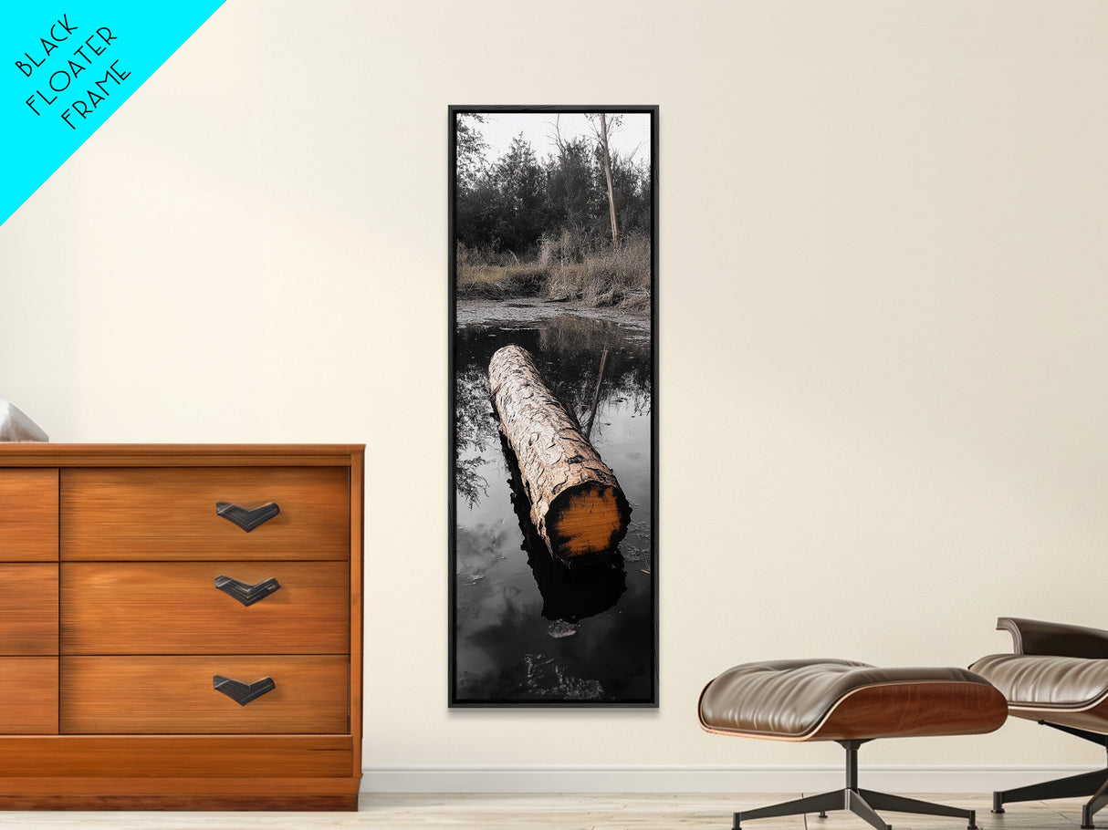 Floating Log, Woodland Print, Nature Photography, Rustic Home Decor, Canvas Print, Cabin Wall Art, Minimalist Lake House Style