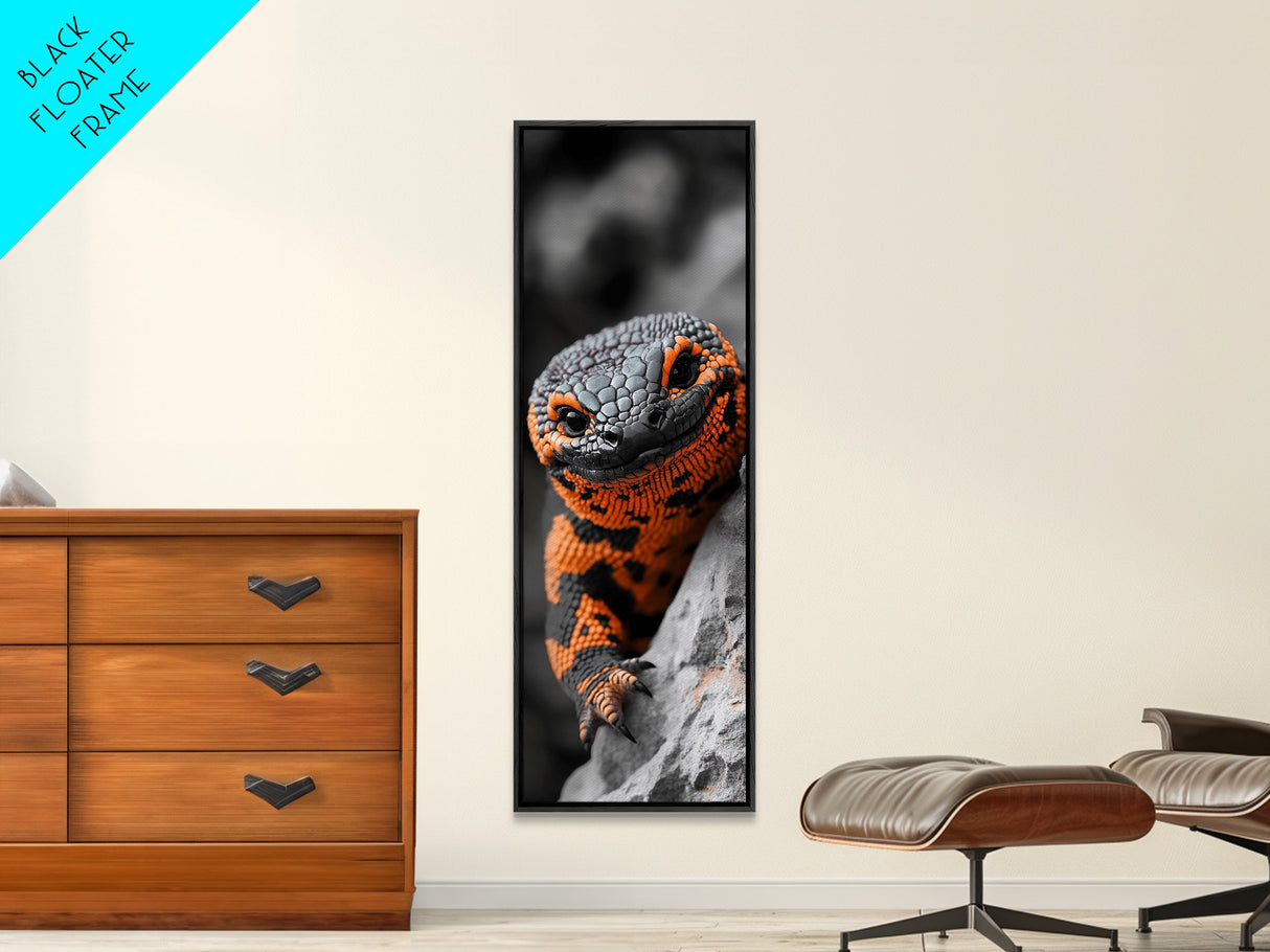 Lizard Closeup, Reptile Wall Art, Bold Colors, Nature Print, Framed Canvas Print, Animal Lover Gift, Office Wall Decor, Modern Jungle Art