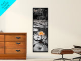 Orange Water Lily, Peaceful Pond Scene, Nature Reflection, Elegant Bloom, Framed Canvas Print Zen Bathroom Wall Art, Botanical Decor