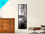 Serene Forest, Pine Reflection, Tranquil Lake, Autumn Vibe, Canvas Print, bedroom wall art, rustic neutral decor, nature minimalist