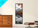 Lake Reflection, Autumn Colors, Scenic Mountains, Framed Canvas Print, Cozy Cabin Wall Art, Fall Wall Decor, Rustic Modern Home Style