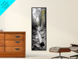 Forest Path, Autumn Leaves, Nature Trail, Framed Canvas Print, Black and White Wall Art, Cabin Decor, Rustic Hallway Accent