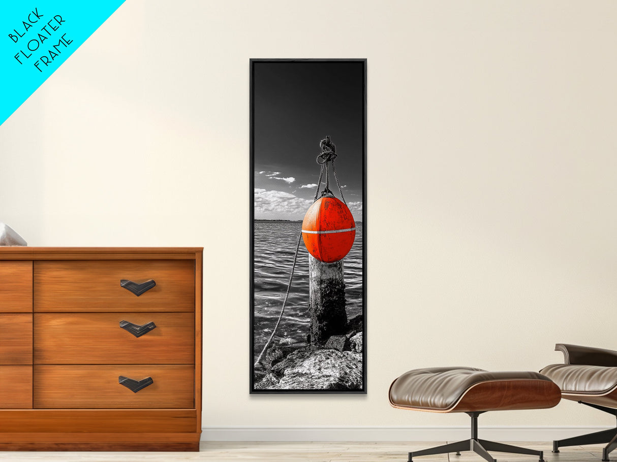 Buoy on Water, Nautical Vibe, Harbor View, Bold Coastal Art, Canvas Print, Beach House Decor, Bathroom Wall Art