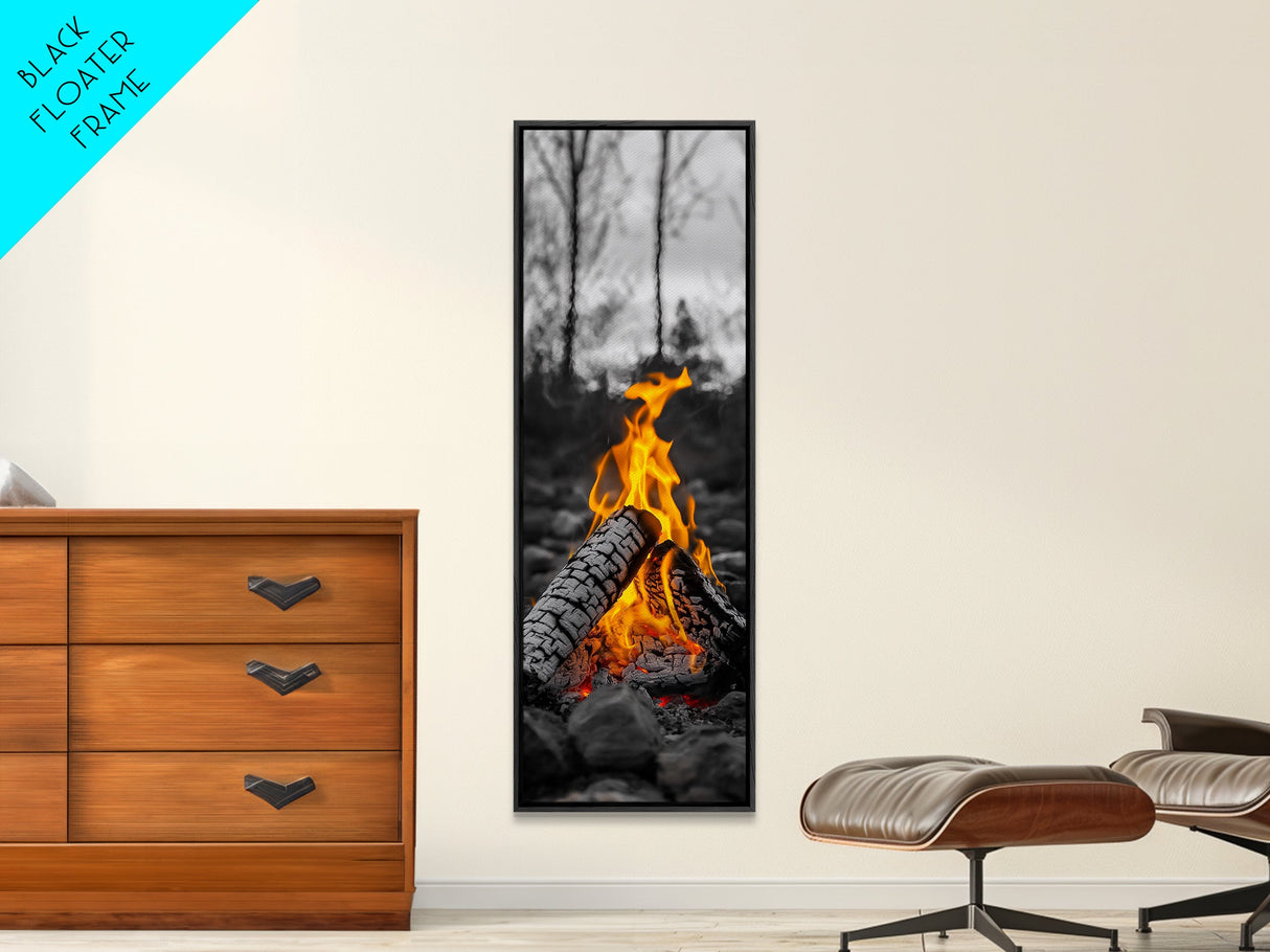 Ember Glow, Campfire Evening, Rustic Firelight, Canvas Print, Autumn Wall Art, Nature Photography, Minimalist Adventure Decor