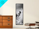 Surfer Wave, Extreme Sports, Ocean Power, Surf Culture, Dynamic Motion Shot, Framed Canvas Print, Coastal Teen Bedroom Wall Art