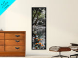 Koi Pond, Peaceful Water, Zen Garden Vibes, Orange Fish, Reflective Nature, Framed Canvas Print, Serene Bedroom Wall Art, Living Room Art