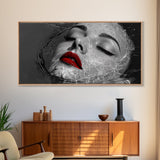 Red Lips, Underwater Beauty, Glam Art, Modern Pop, Framed Canvas Print, Bedroom Wall Art, Bold Aesthetic, Fashion Model Photography Print