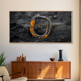 Industrial Ring, Weathered Metal, Grunge Aesthetic, Earth Tones – Canvas Print, Masculine Wall Art, Garage Decor, Minimalist Rustic Design