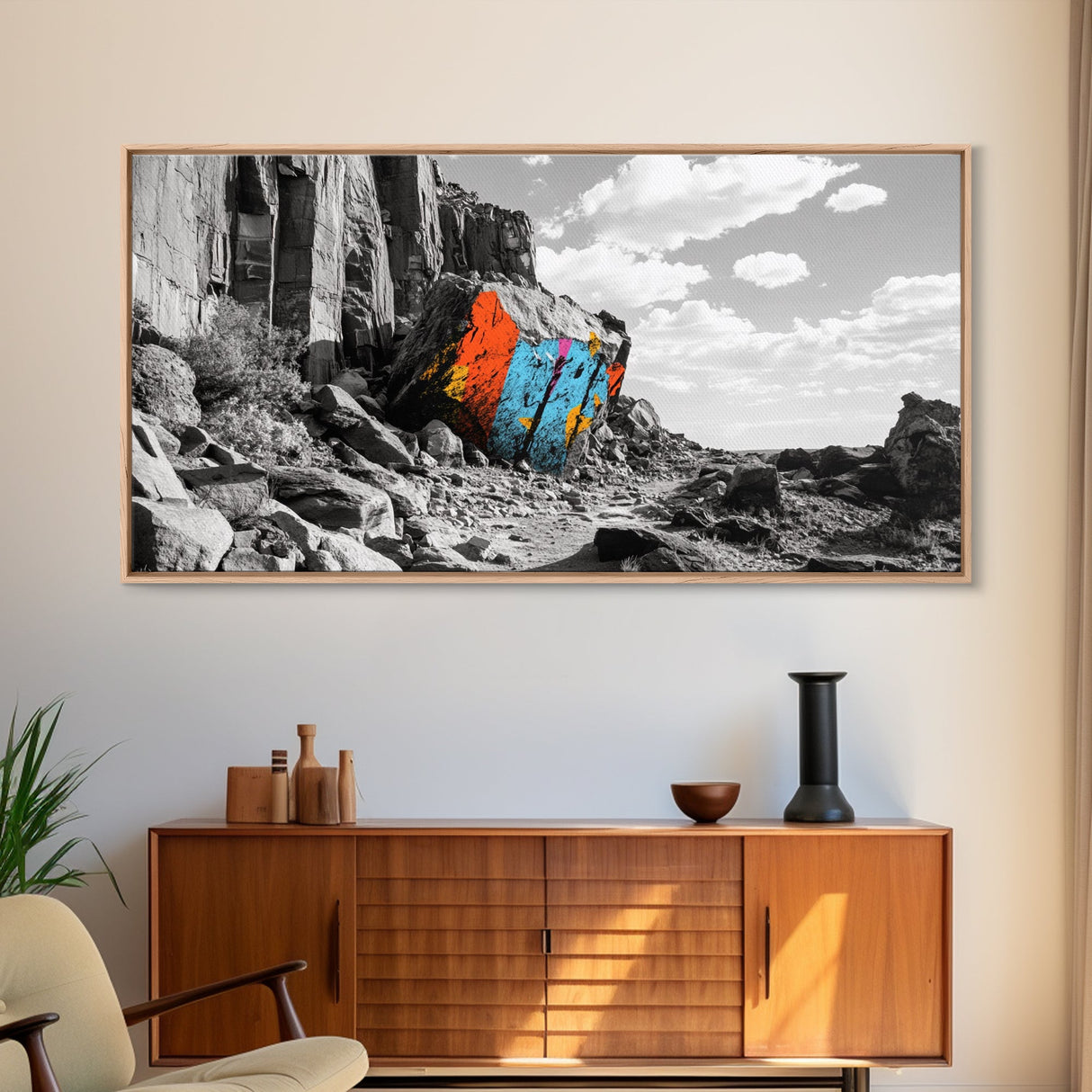 Painted Rock Trail, Vivid Canyon Colors, Framed Canvas Print, Boho Desert Art, Nature Lover Wall Decor, Adventure Vibes, Hallway Art