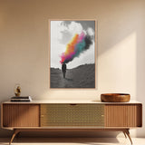 Colorful Mind, Surreal Silhouette, Abstract Smoke Art, Framed Canvas Print, Office Wall Art, Conceptual Psychedelic Art Decor