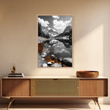 Alpine Lake, Orange Rocks, Mountain Reflection, Canvas Print, Wilderness Wall Art, Nature Explorer Decor, Rustic Lodge Wall Art
