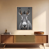 Donkey Close-Up, Rustic Farm Animal, Black and White Portrait, Canvas Print, Farmhouse Kitchen Art, Country Animal Wall Decor