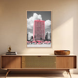 Pink Hotel, Miami Vibes, Summer Retro, Beach Scene, Canvas Print, Pop Art Aesthetic, Living Room Wall Art, Vacation Style
